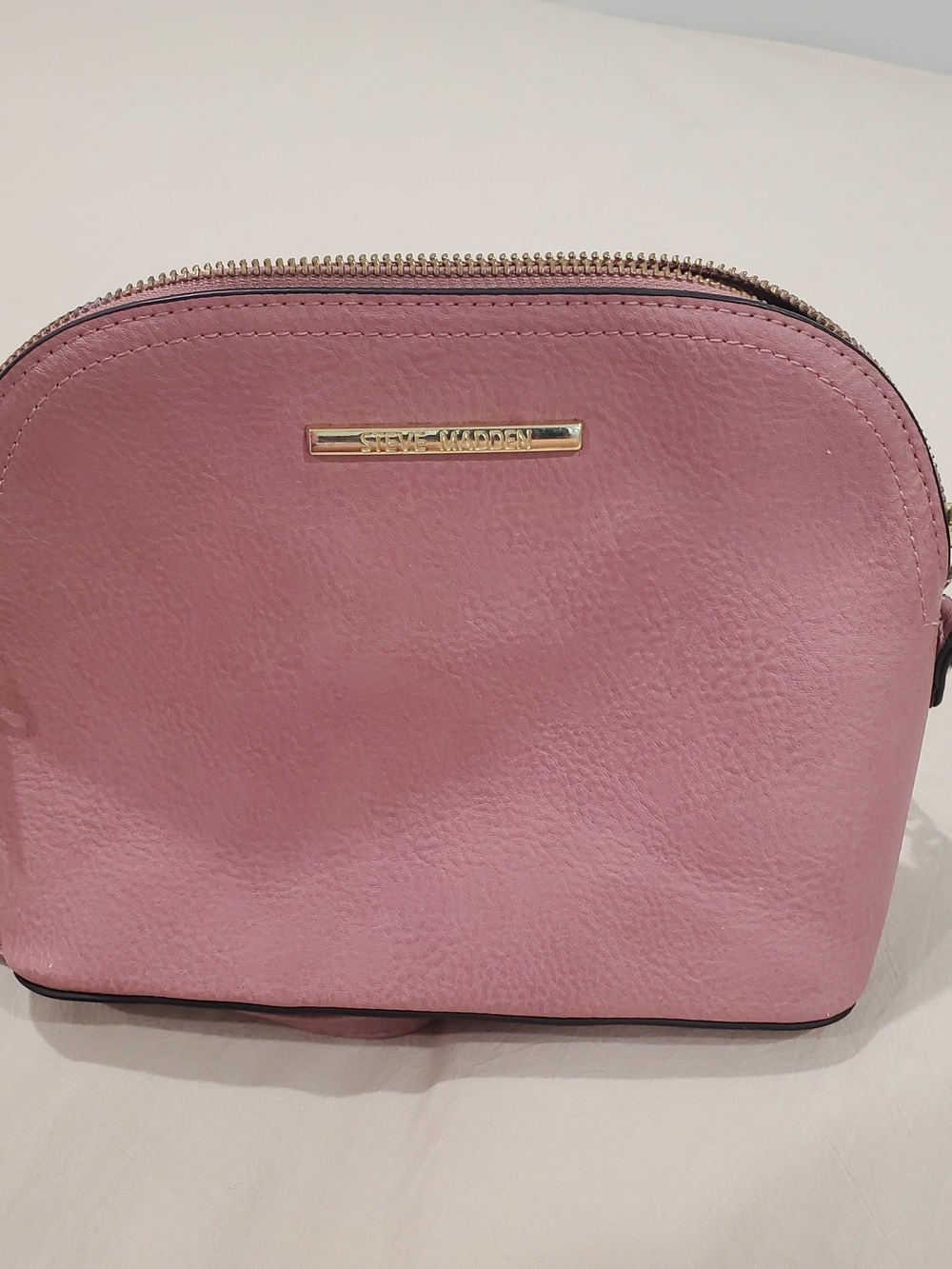 Steve Madden Dusty Pink Leather Cosmetic Pouch with Gold Hardware